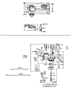 Carburetor ,air Cleaner Grp Diagram and Parts List for 191705-5131-XX  Briggs and Stratton Engine